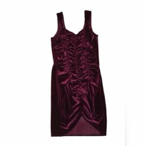 Free Press Rich Burgundy Ruched Mini Dress